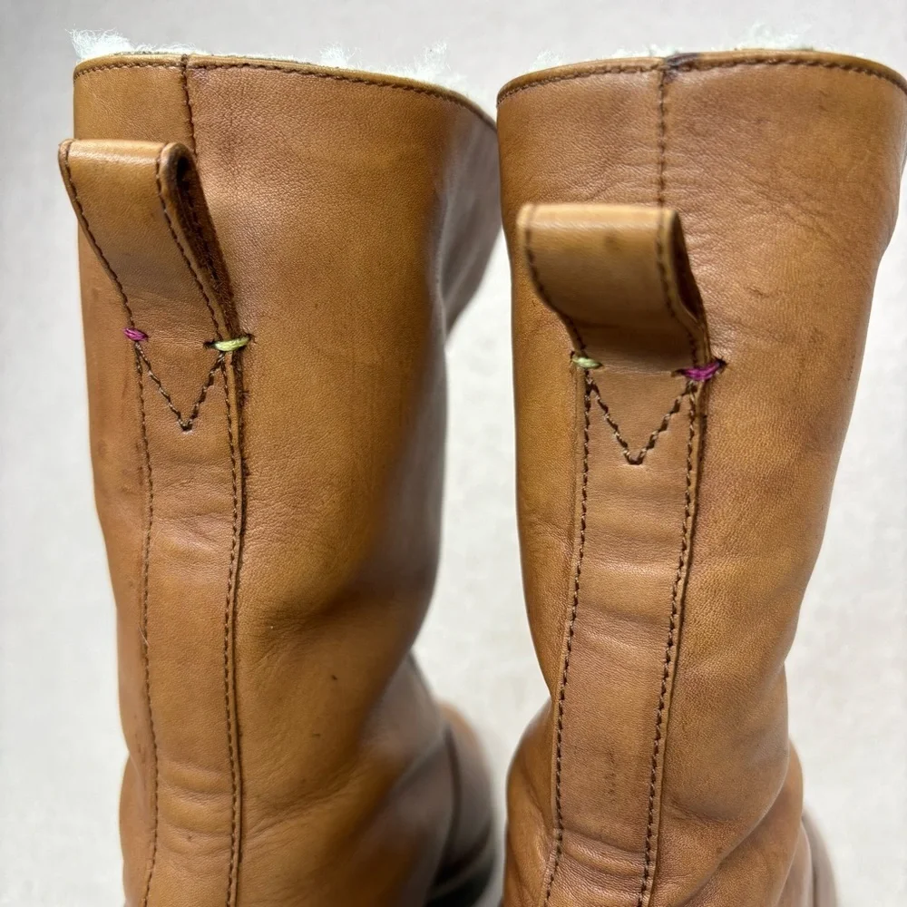 James Heybrook Tan Leather Shearling-Lined Winter Boots